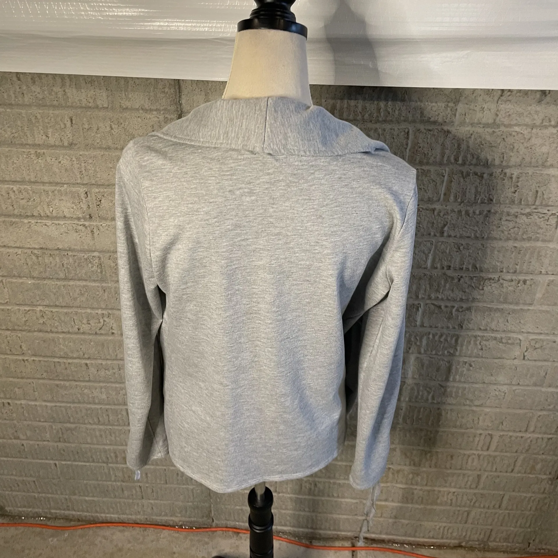 Jeanne Pierre Womens Light Gray Open Front Tie Sleeve‎ Sweater Medium - Image 3