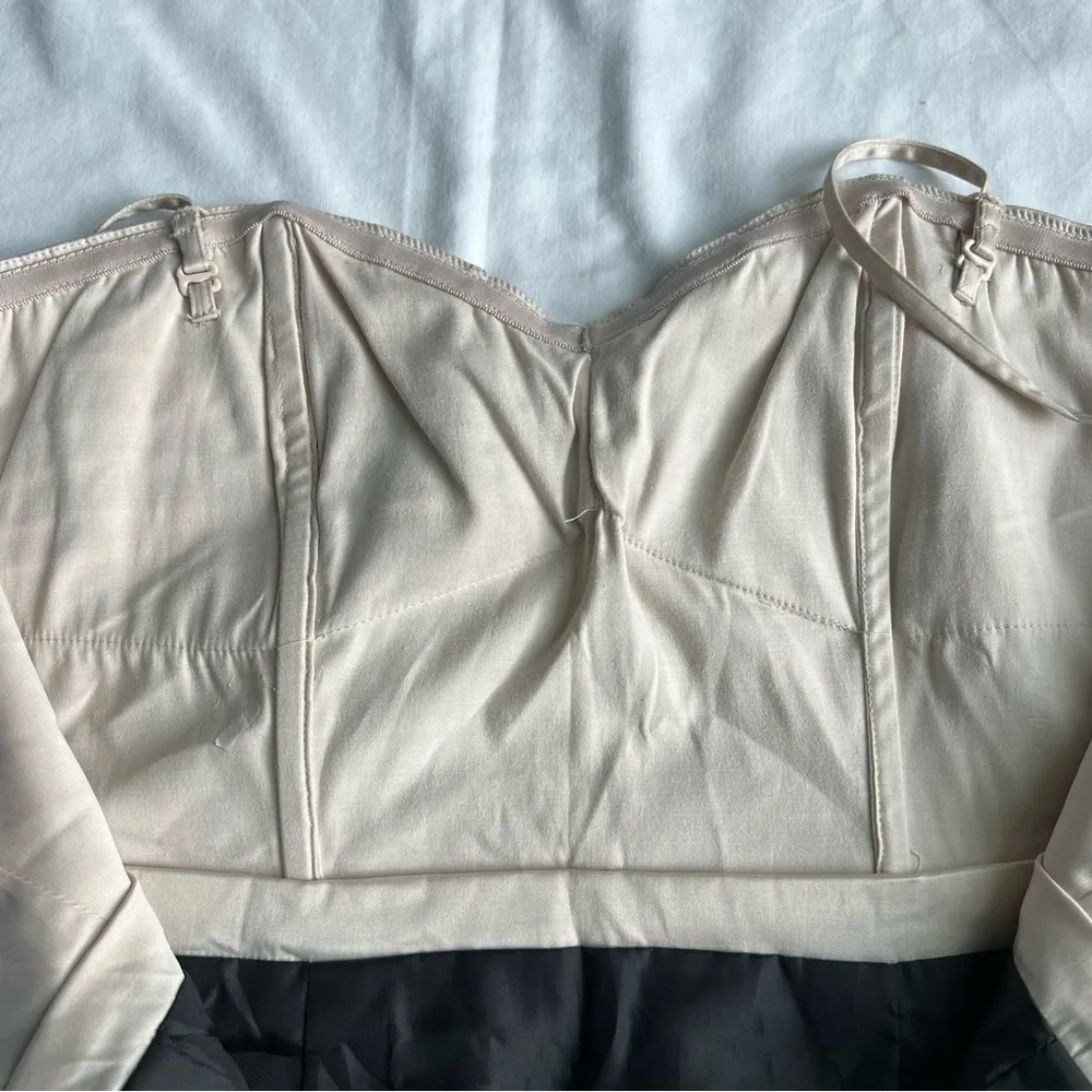 Nwt H&M satin color block convertible strap tube party dress 6 nude & black - Image 5