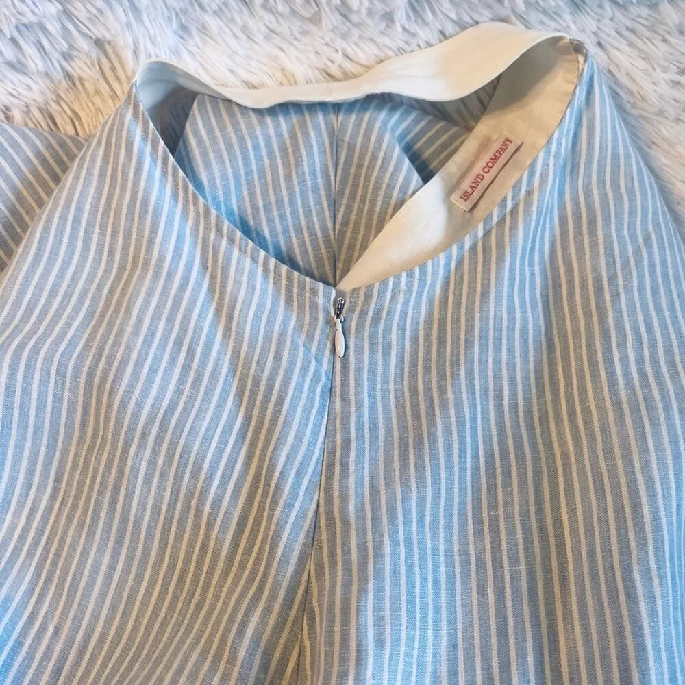 Island company blue white railroad stripe linen a line dress - Image 6