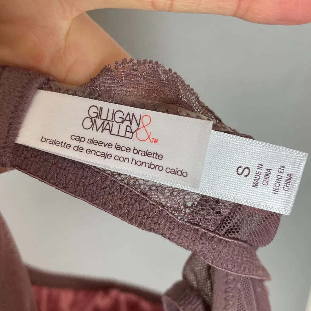 Gilligan & O'Malley Bralette Cap Sleeve‎ Purple Lace Cut - Image 3