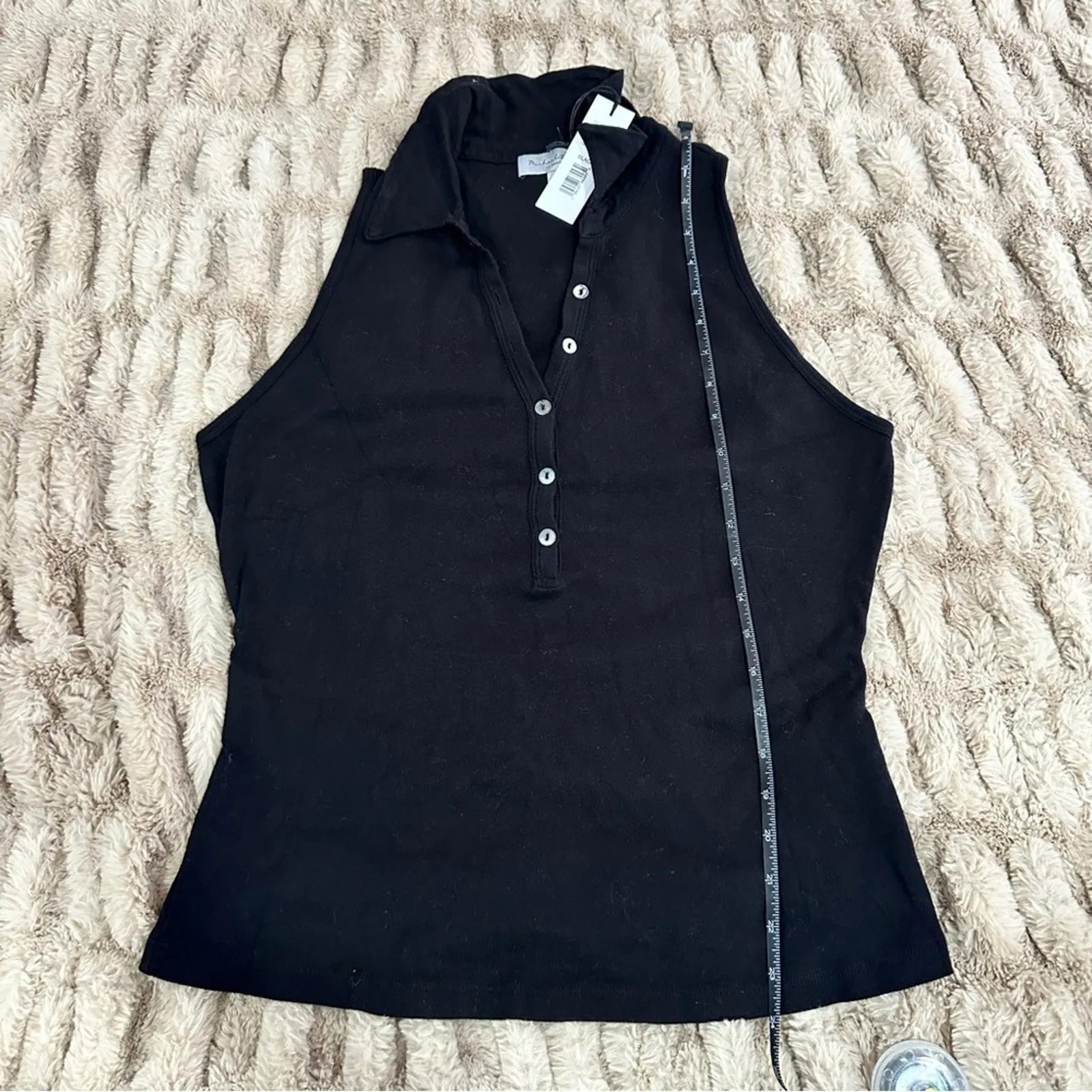 Michael Stars Size 1X Black Norah Sleeveless Polo Shirt NWT Neutral Basic Classy - Image 9