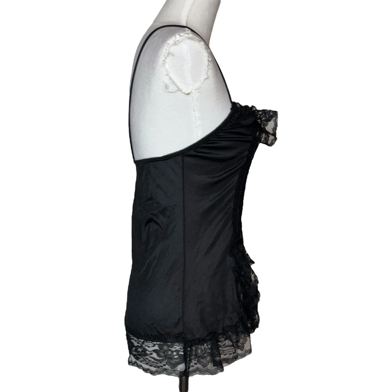 Vintage Y2K Lace Babydoll Cami Top S Black Bow Whimsigoth Coquette Fairy Grunge - Image 5