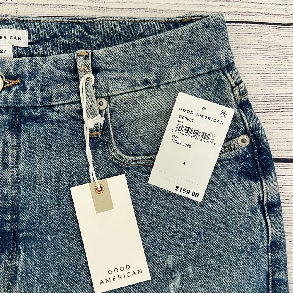 Good American Good Classic Distressed  
Straight Leg High Rise Jeans Size 4/27  
NEW - Image 5
