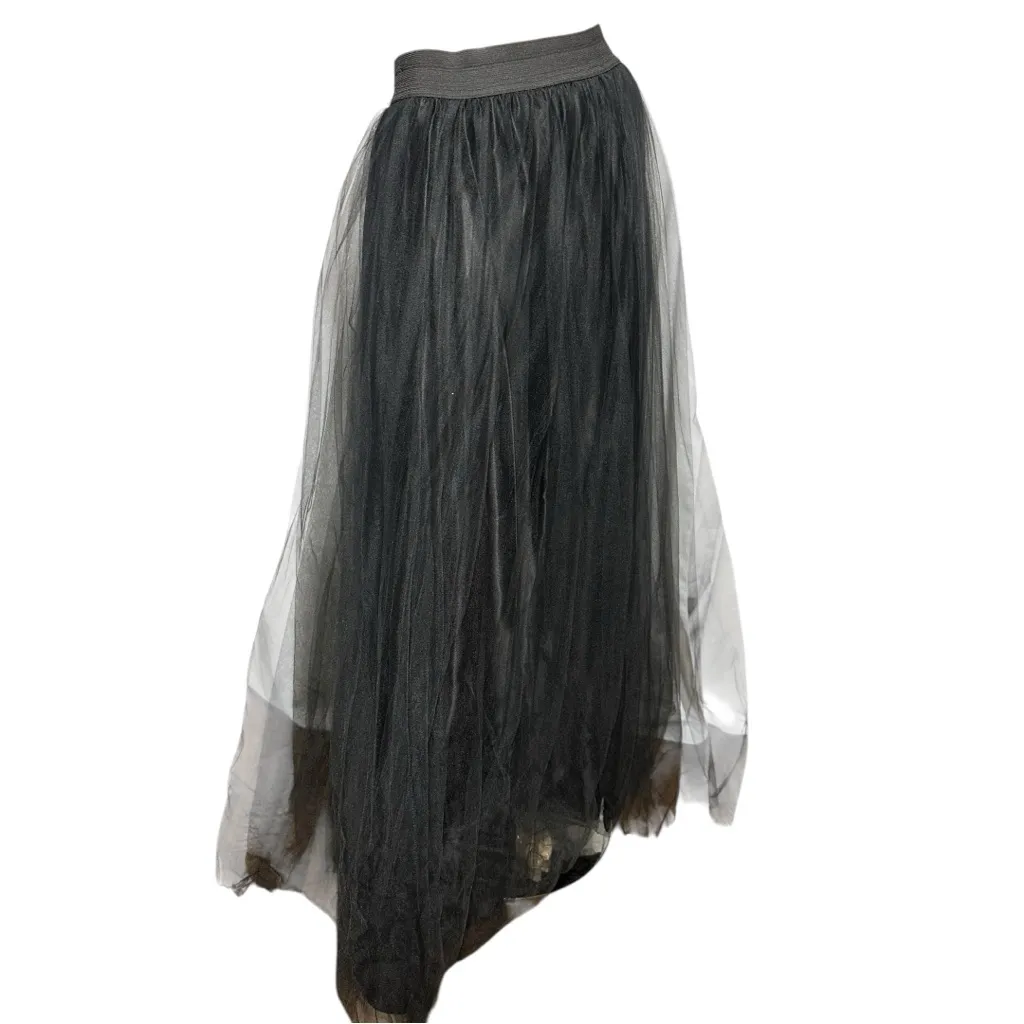 Jessica McClintock Gunne Sax Vintage Size 11 12 Black Layered Tulle Maxi Skirt - Image 2