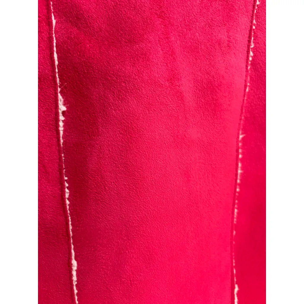 Chico's Pink Faux Suede Sherpa Lined Vest Full Zip US Size 12, Chicos Size 2 - Image 4