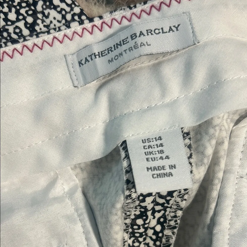 Catherine Barclay women Black‎ and White Patterned Pants Black Size 14 - Image 7