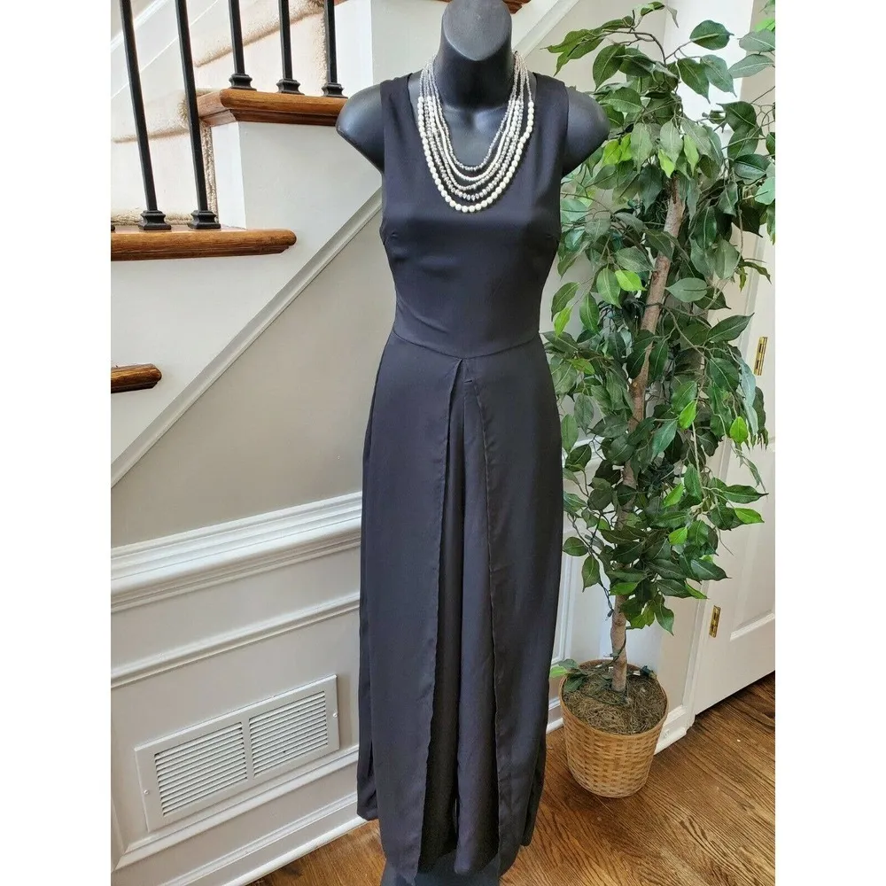 REHAB Solid Black Polyester Sleeveless Scoop Neck Casual Jumpsuits Size S - Image 12
