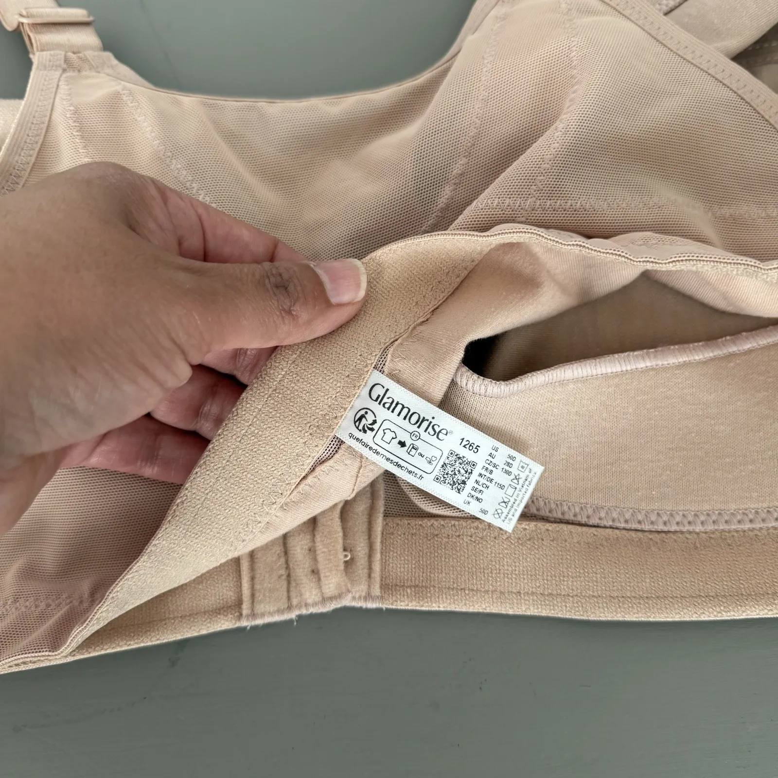 Glamorise Womens Size 50D Magic Lift Front Close Posture Back Wire Free Bra Nude Tan - Image 7