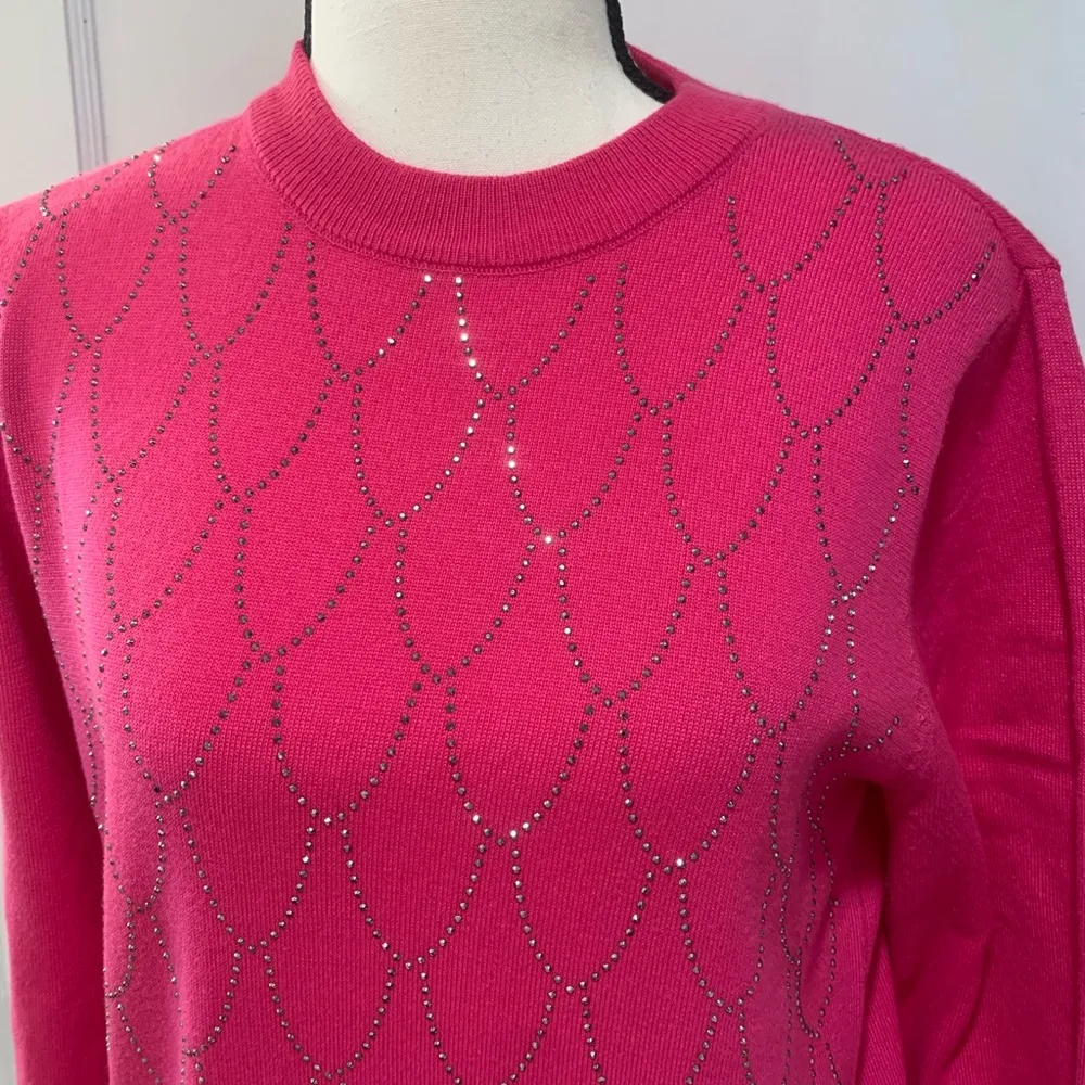 Nanette Lepore  | Pink rhinestone sweater medium - Image 7