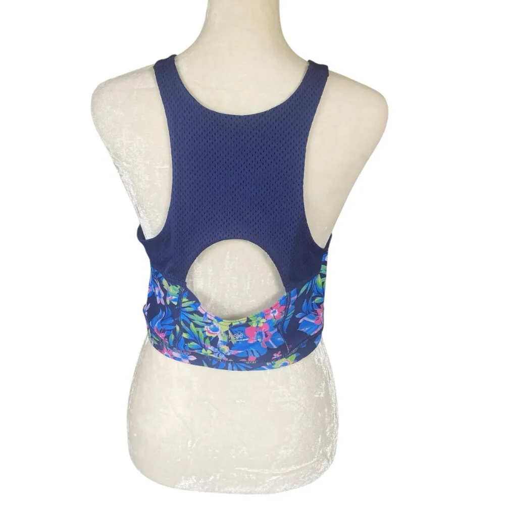 Kensie Performance quick dry blue and pink sports bra tank crop top size large - Image 4