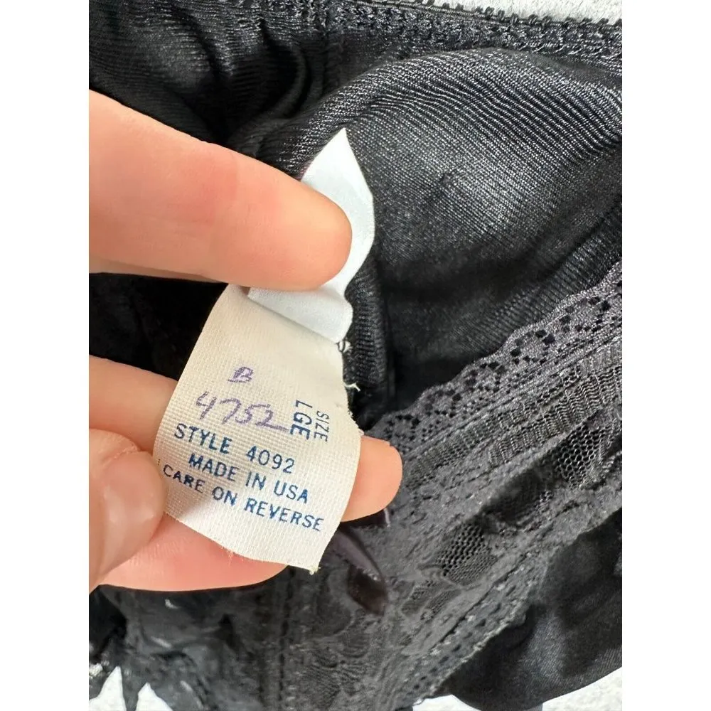 Vintage Avon Fashion Teddy Bodysuit Large Satin Nylon Lace Romper Black Coquette Pink - Image 8