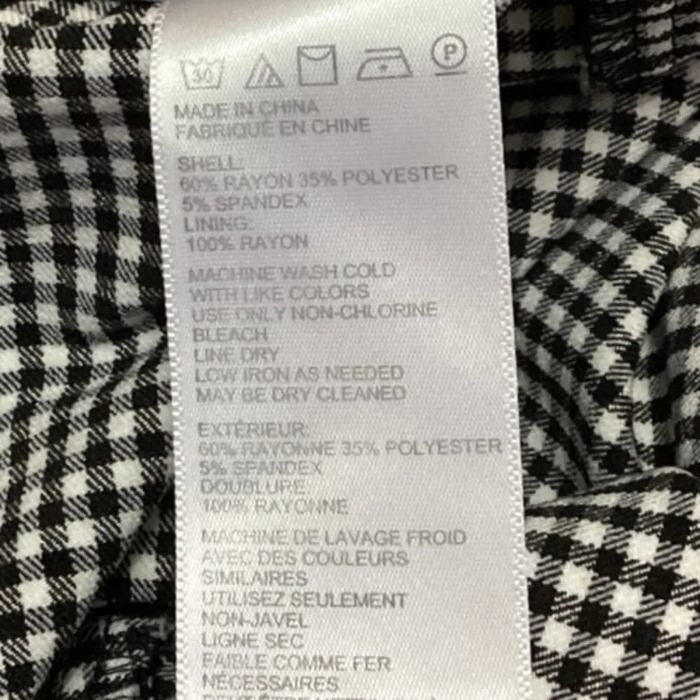 Urban Outfitters Black/White Check Pattern High Rise Slim Leg Zip Up Pant Size 2 - Image 6