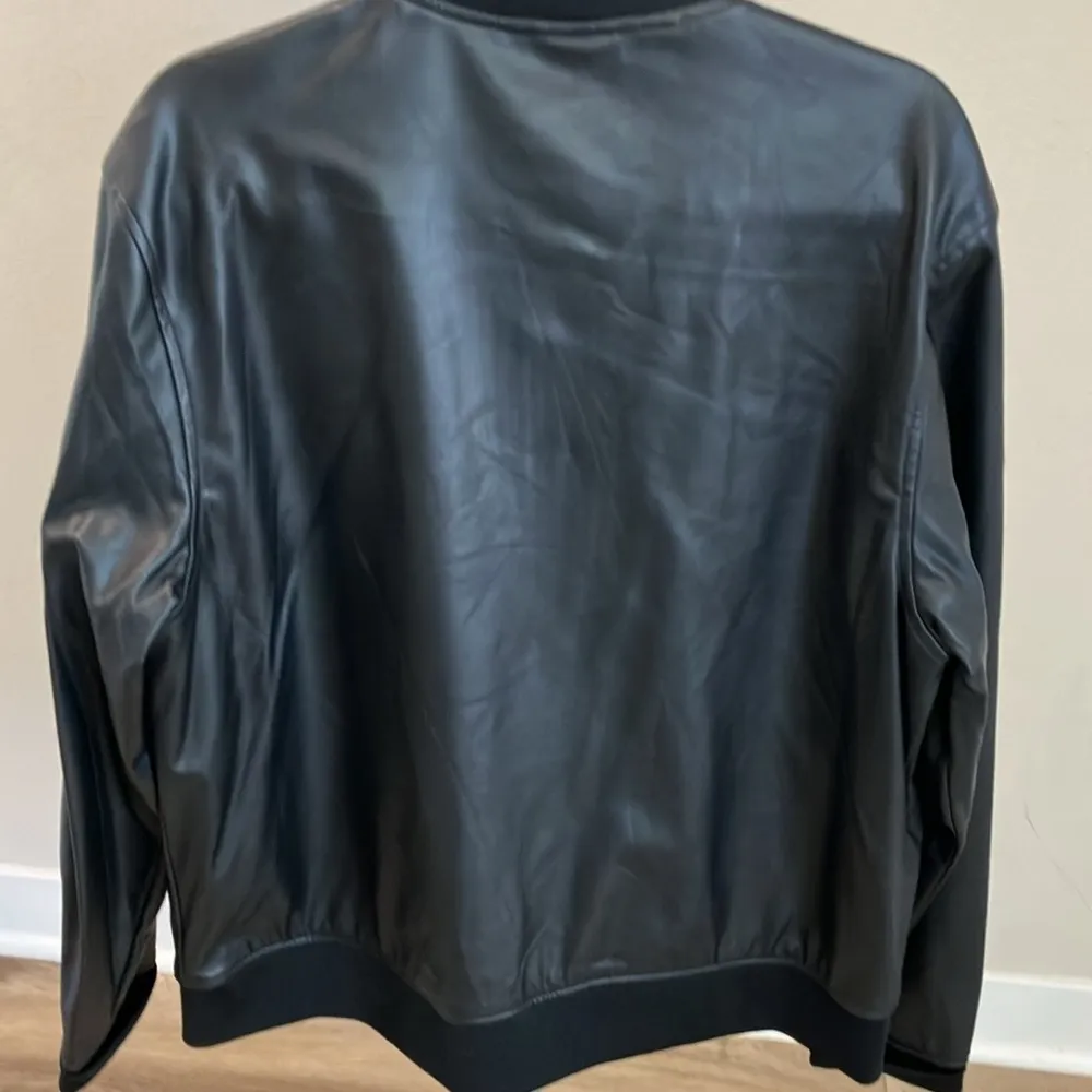 And Now This faux leather bomber jacket pockets EUC Black Size undefined - Image 6