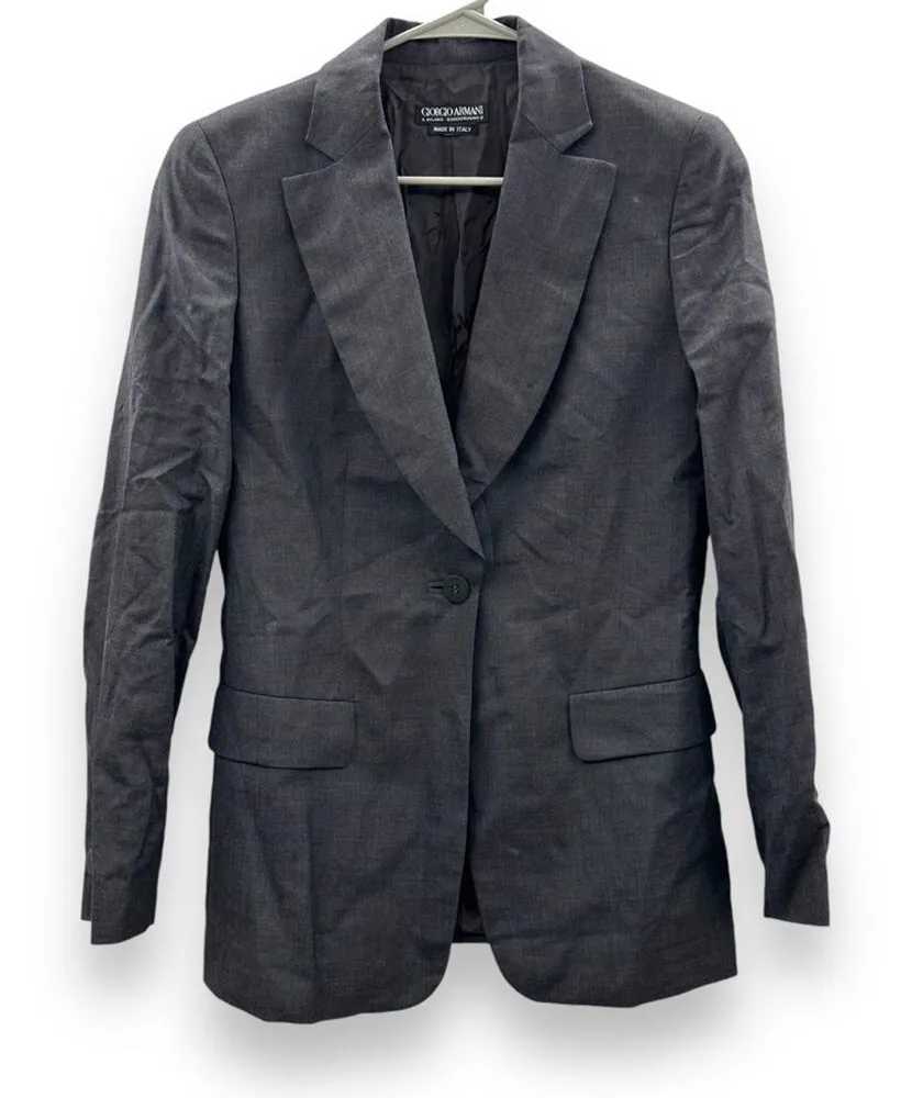 Giorgio Armani Wool Dark Gray Single Button Double Breasted Blazer Sz 40 - Image 1