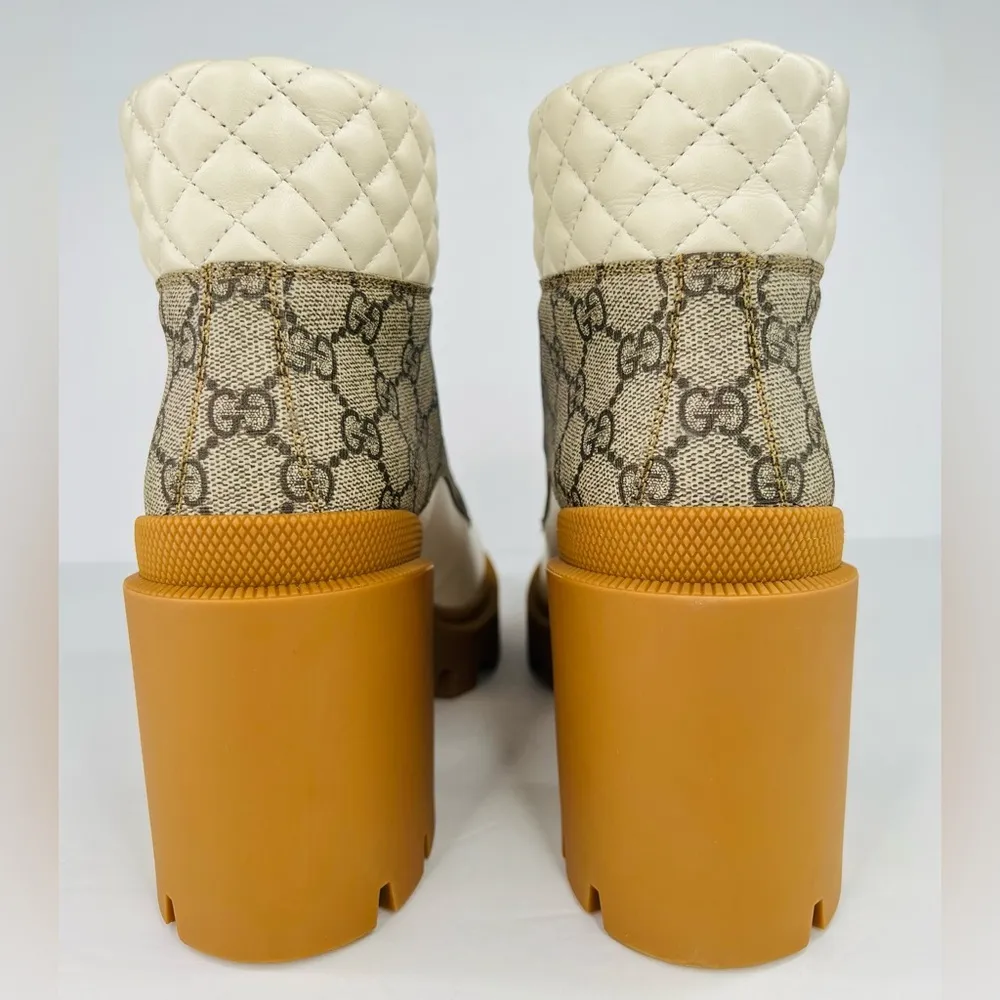 GUCCI Apollo GG Supreme Leather Kensington Supreme Platform Ankle Boots EU 40.5 - Image 5