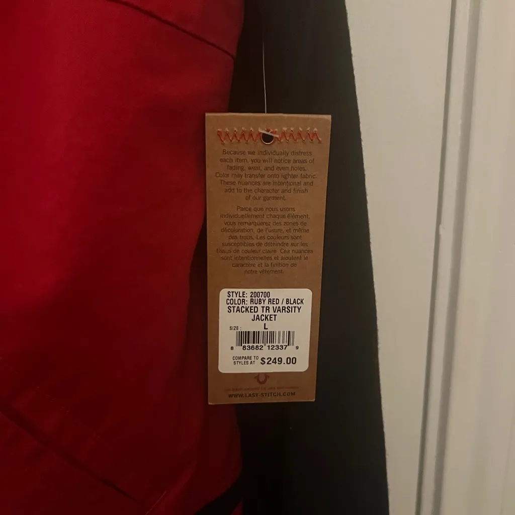 True Religion Women's Bold Red and Black Varsity Jacket - Image 5