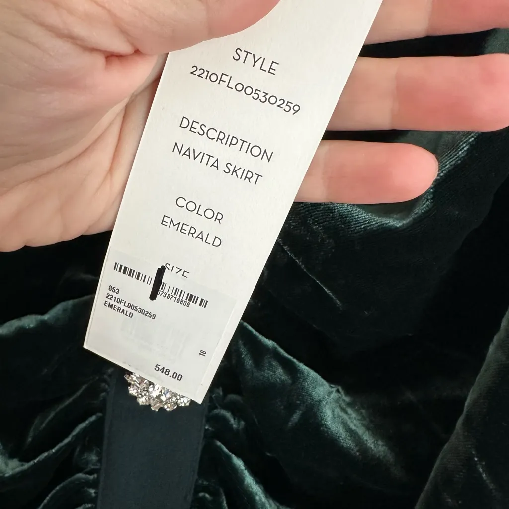 Veronica Beard Embellished Emerald Green Navita Velvet Skirt Size‎ 10 NWT - Image 4