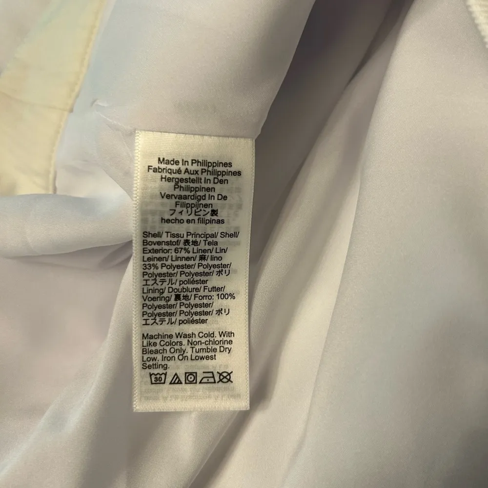 J. Crew Women’s Kate straight-leg Pant Stretch Linen Blend White Size 12 #BF407 - Image 5