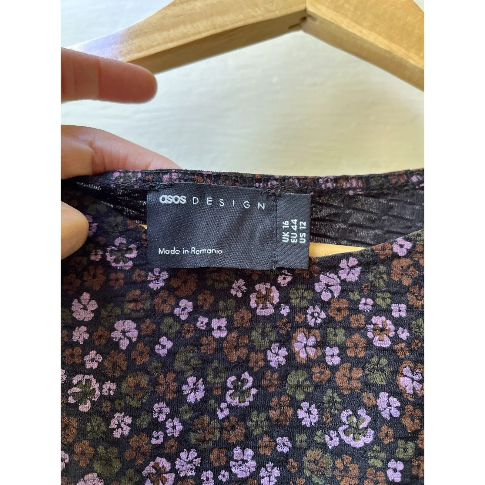 Asos Floral Babydoll Dress 12 Puff Sleeves Dark Fairy Romantic Academic Western - Image 2