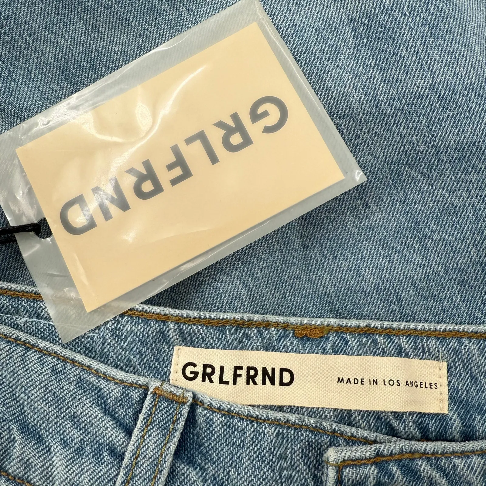 GRLFRND Brooklyn Jeans Size 27 NWT High Rise Straight Crystal Cove Cotton Blend - Image 8