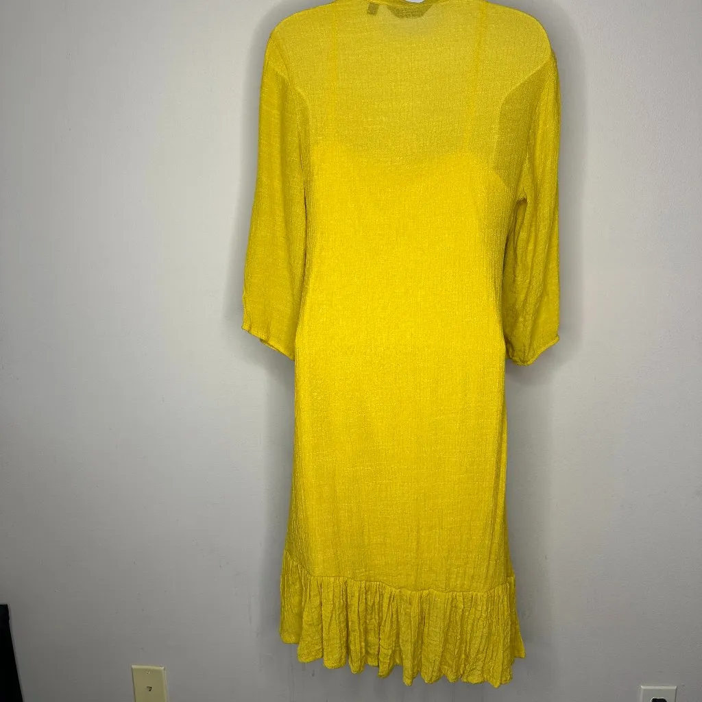 Mlle Gabrielle Womens Drop Waist Shirt Dress in Yellow Size Medium Button Down - Image 5