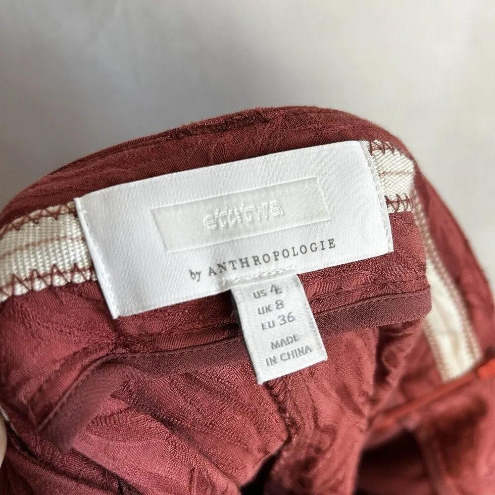 Anthropologie Ett:twa Size 4 Aubade Textured Pattern Pants in Rose Pink Tie Belt - Image 9