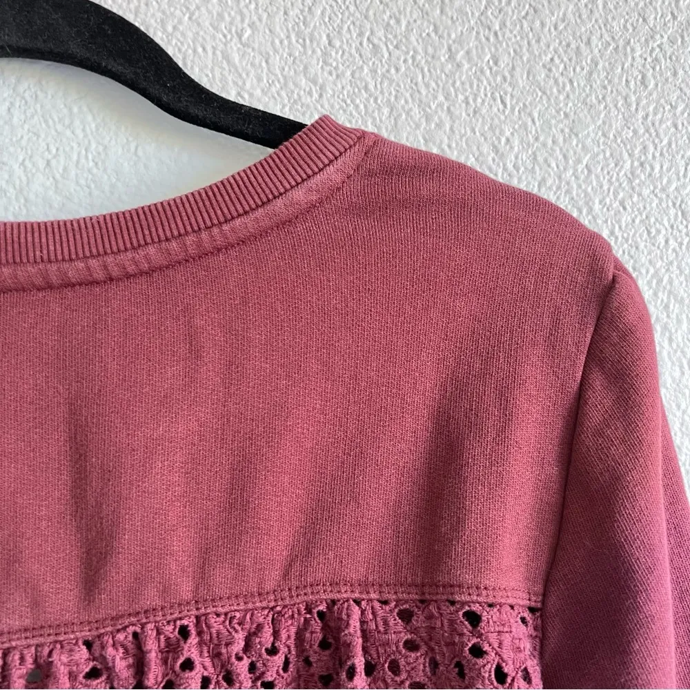 Anthropologie Maroon V-Neck Eyelet Blouse - Image 12