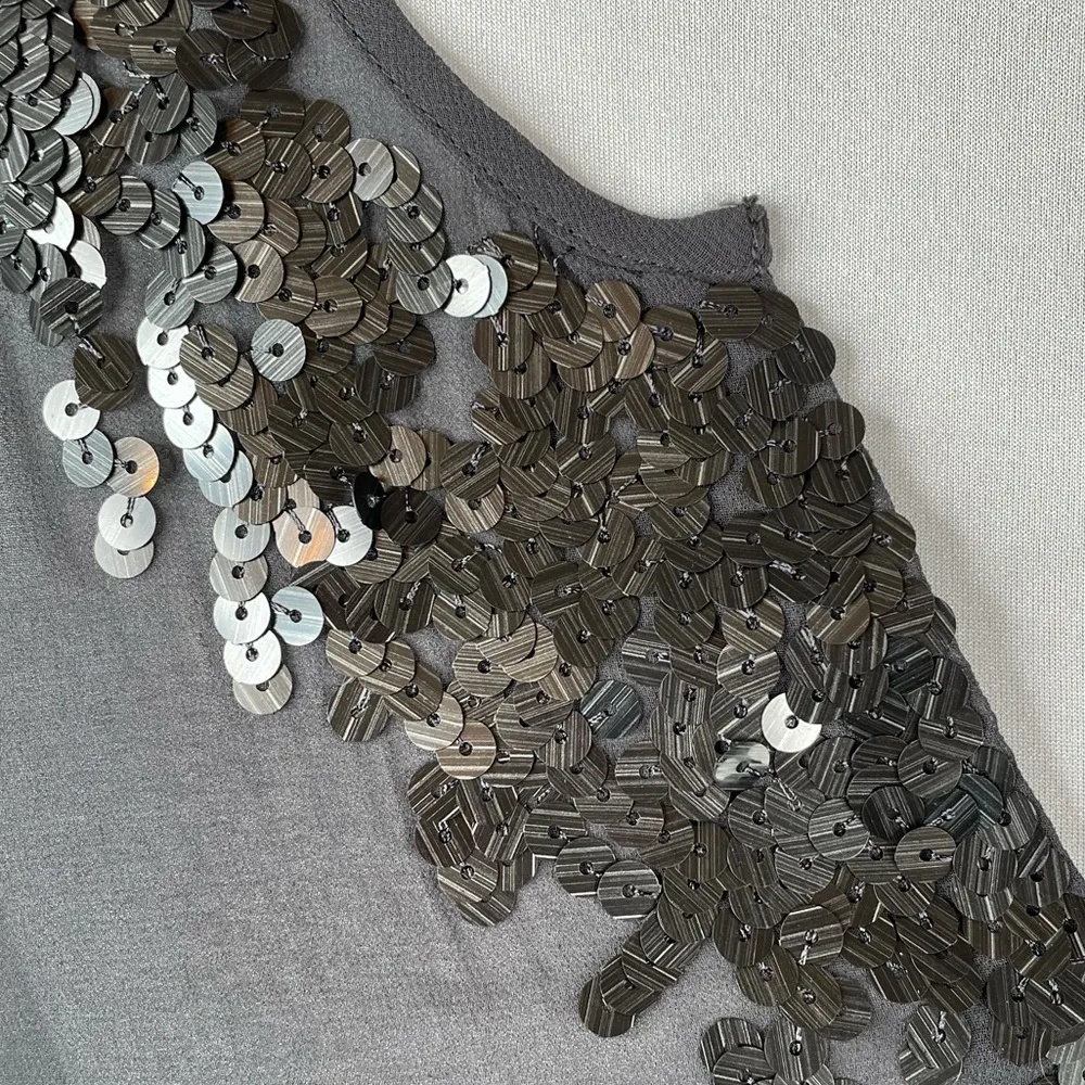 Express Sequin and Sheer Blouse Dark Gray Medium - Image 4