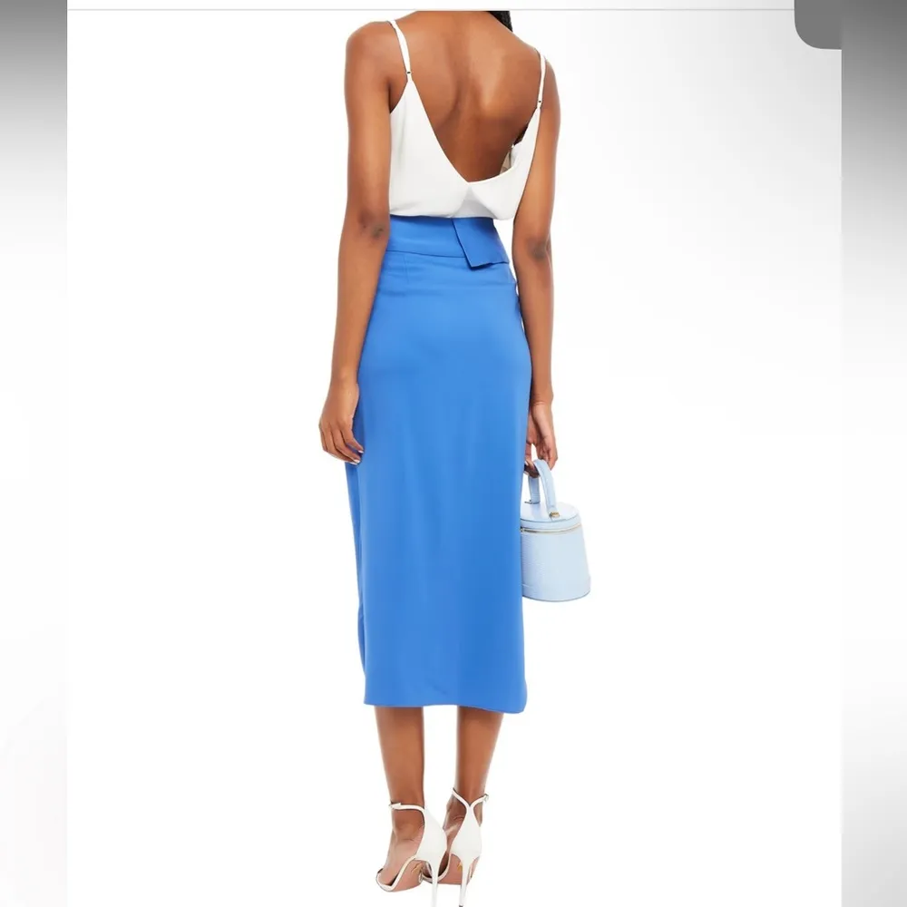 NWT Michelle Mason Wrap-effect satin-crepe midi skirt in Periwinkle - size 4 - Image 2