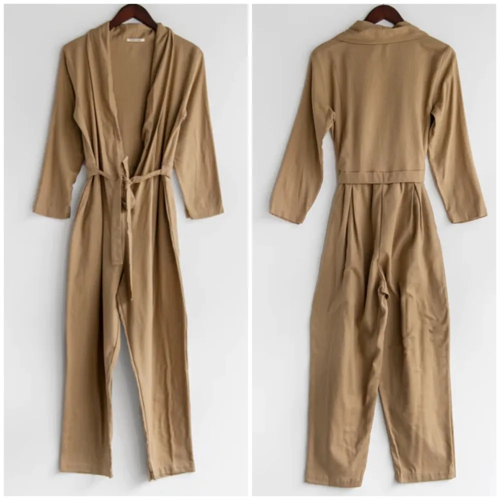 Black Crane 100% cotton jumpsuit in mocha Tan Size L - Image 5