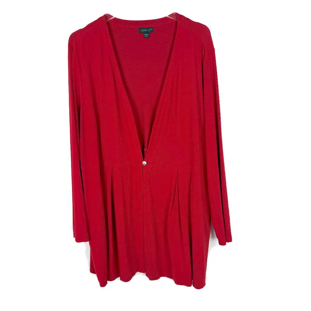J. Jill Wearever Collection Pleated One Button Peplum Cardigan Red Plus Size 2X - Image 2