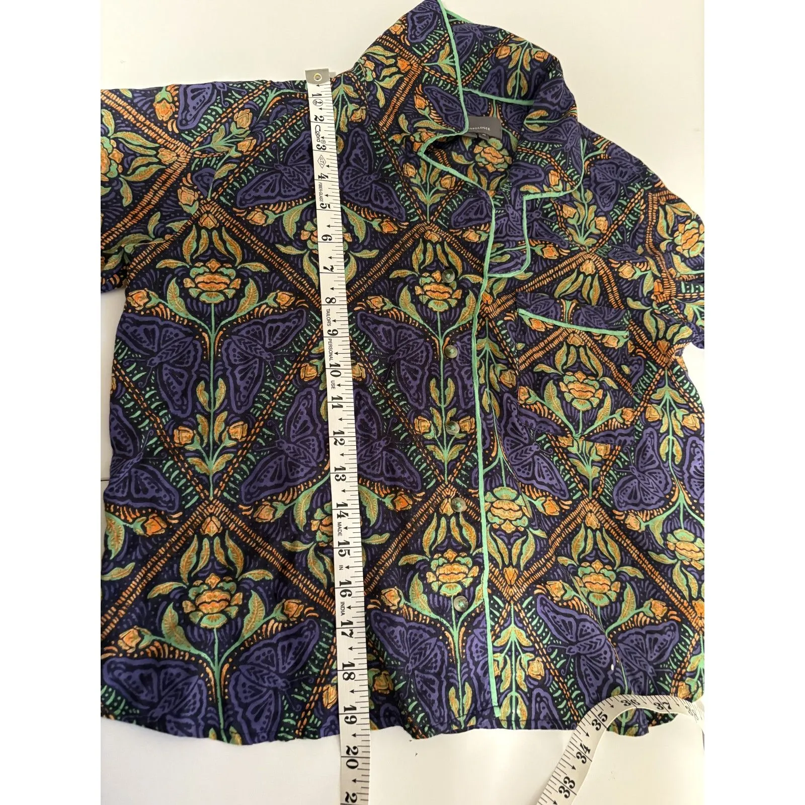 Anthropologie Boho Floral Print Button Down Top Pajama Top - Image 5