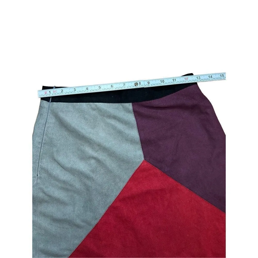 Sister Jane faux suede multicolor straight skirt sz S Gray - Image 5