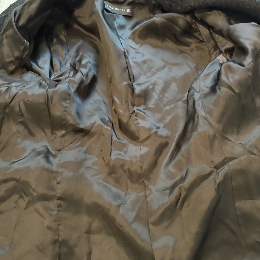 Zara Black Tweed Fringe Blazer Gold Buttons Wool Trinny Woodall, Sz M - Image 14