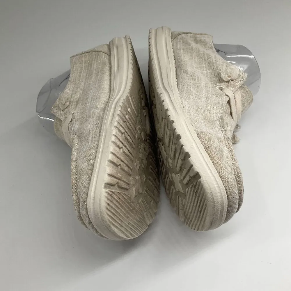 Womens Wendy Slip On Low Top Glitter Lightweight Loafers Shoes Beige 9 - Image 4