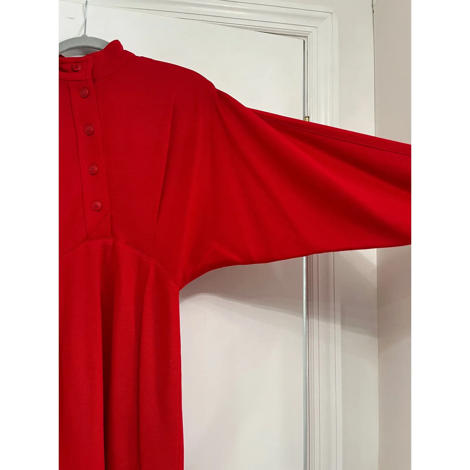 Vintage Harve Benard Wool Dress Funnel Neck Long Sleeve Red Career Size‎ 4 - Image 3