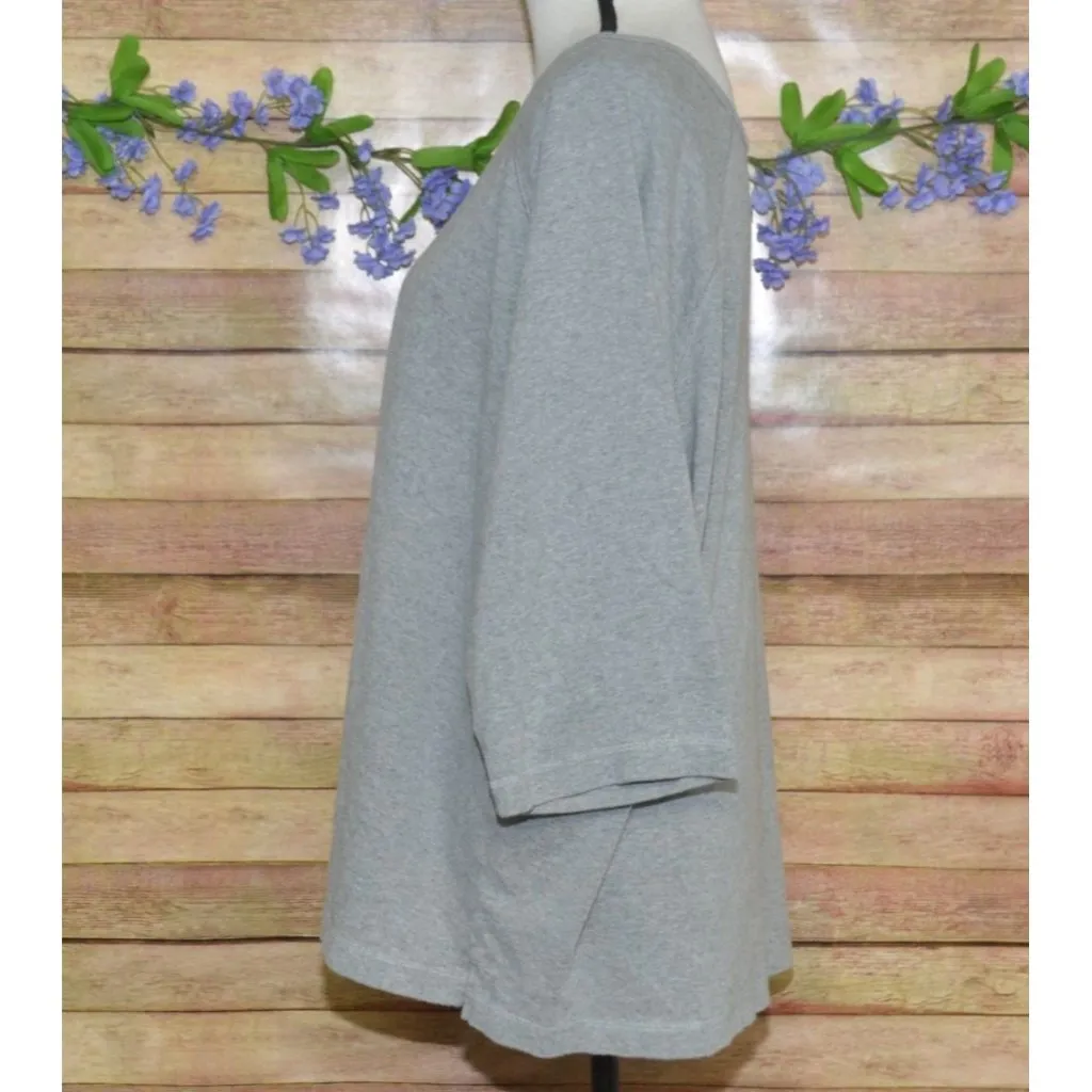 Quacker Factory Women's Gray Thin Knit Top 2X Studded Hearts Warm Casual Cotton - Image 5