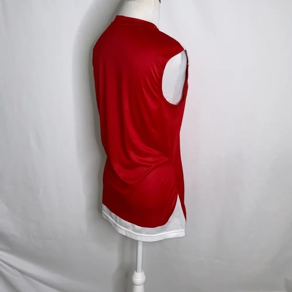 Nike Dri-Fit  Red & White V-Neck Mesh Sides Athletic Top S - Image 6