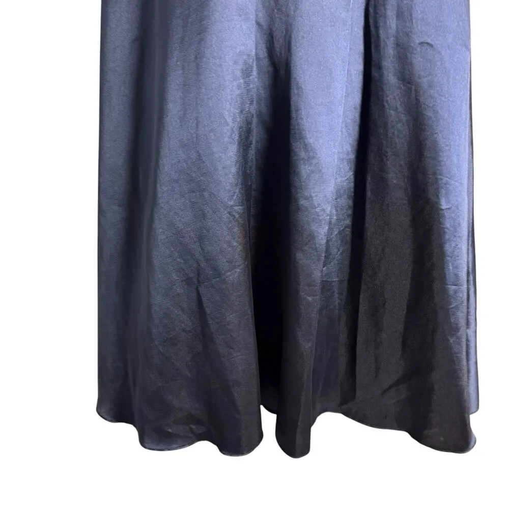 Monique Lhuillier Navy Blue Lace Satin Short Sleeve A - Image 8