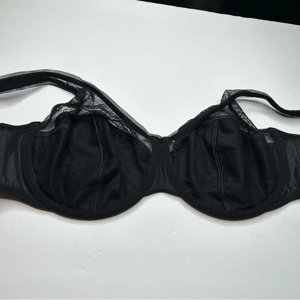 Wacoal Black Full-Coverage Bra 36G 36DDDD rose floral Lace unlined - Image 6