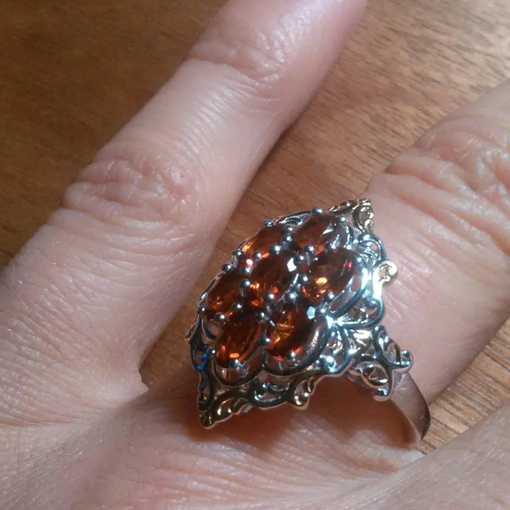 Brazilian Cherry Citrine Sterling Silver Blooming Ring (Size 7) - Image 12