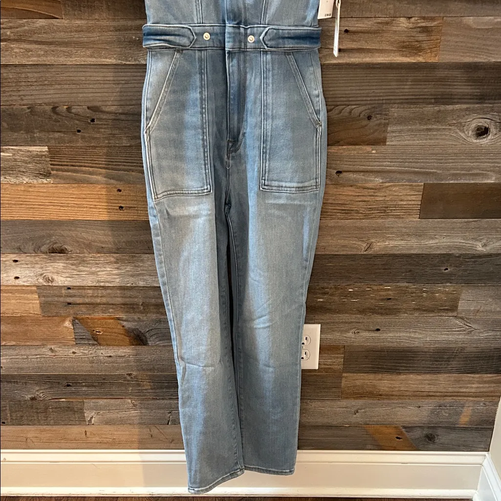 Good American  Fit For Success Stretch Denim Jumpsuit Size Small NWT - Image 8