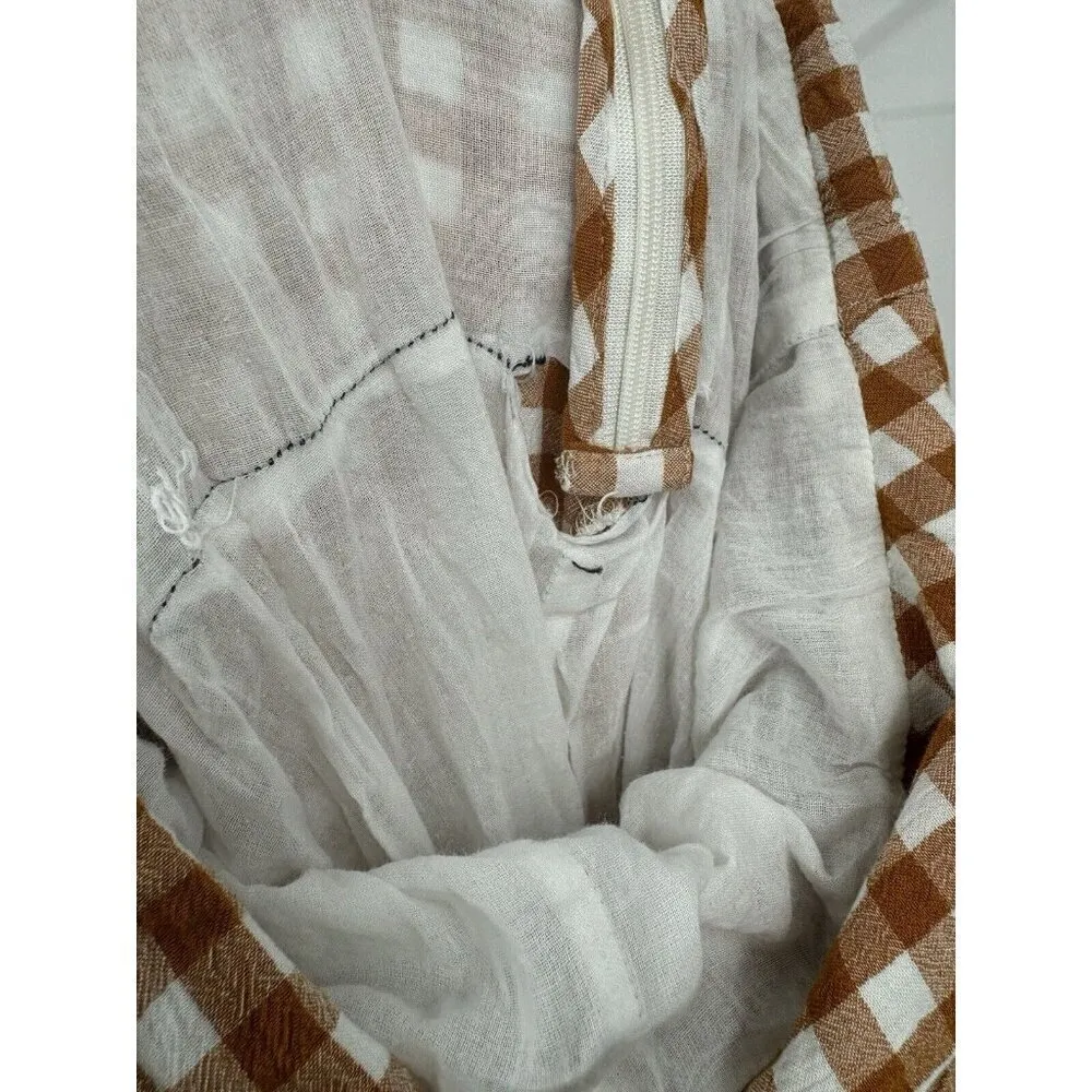 Saylor Jumpsuit Women Medium Orange White Bohemian Wide Leg Western Gingham RTR - Image 7