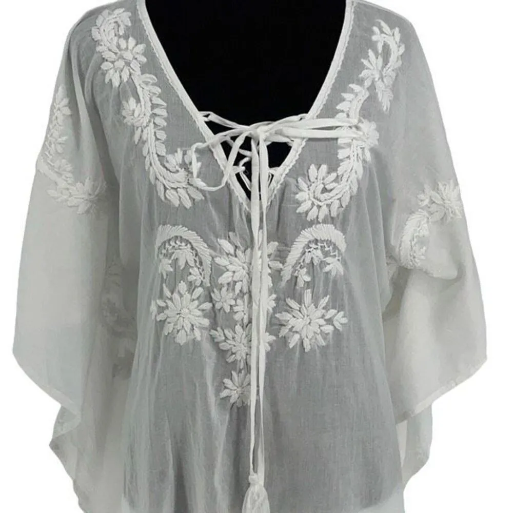 Debbie Katz South Beach Womens Embroidered Mystic Kaftan Cover - Image 4