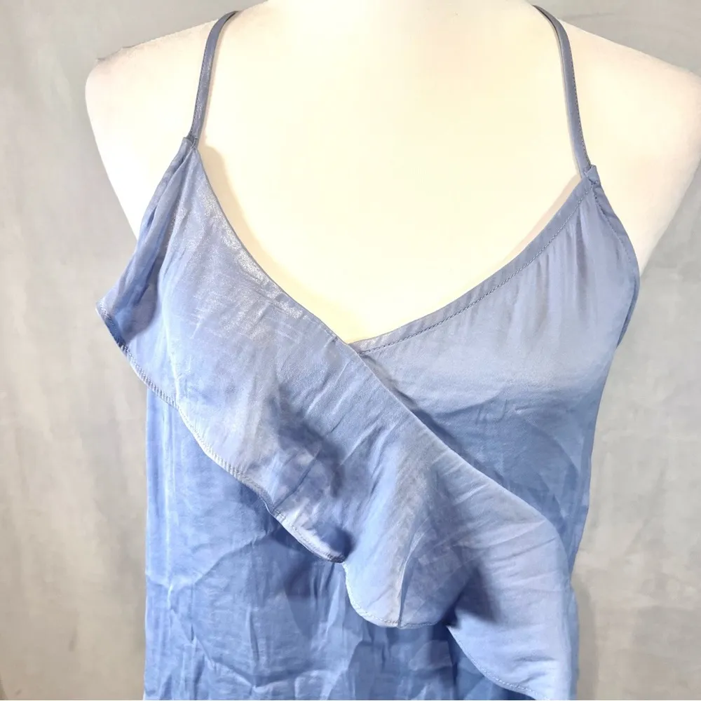 Naked Zebra Heartbeeps periwinkle blue ruffle cross back cami tank size large - Image 3