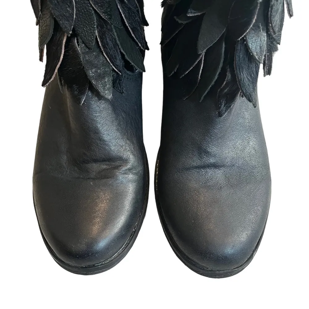 Sheridan Mia Sienna Genuine Black Calf Hair Fringe Boots, Sz 38 - Image 6