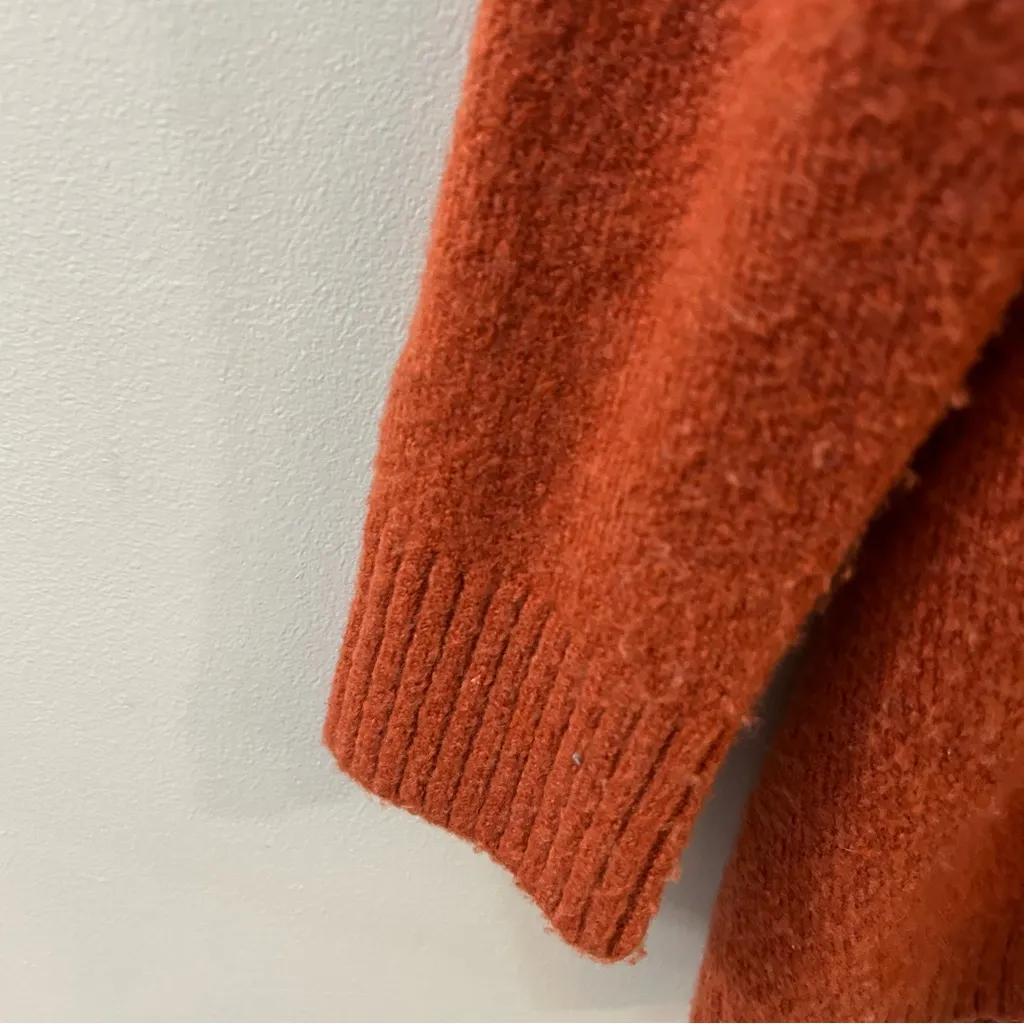 French Connection V Neck Orange  Oversized ‎ Soft  Sweater Size S - Image 5