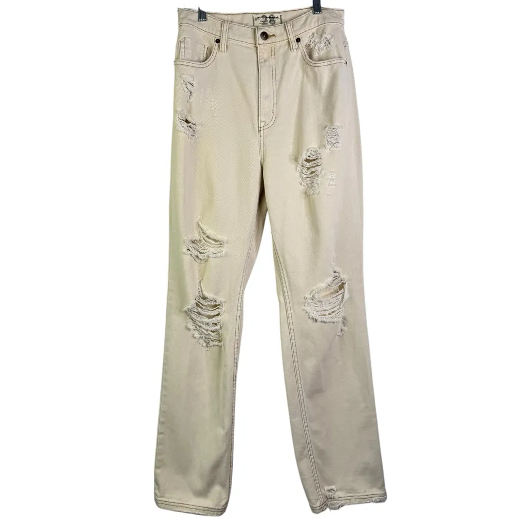 WE THE FREE CRVY Straight Shooter Jean Ivory‎ 28 Free People Boho Distressed - Image 3
