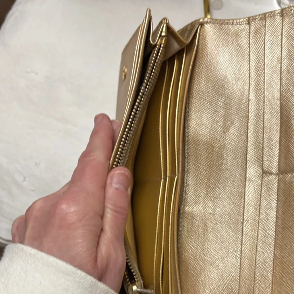 Prada Metallic Gold Clutch - Image 10