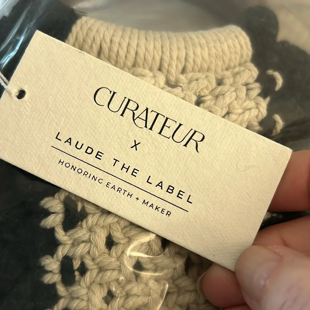 Laude The Label Gabby Black Cream Macrame‎ Bag - Image 8